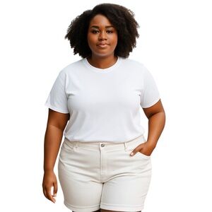 LOFT MODERN WHITE NEUTRAL STRETCH DENIM SHORTS SIZE 14 VACATION